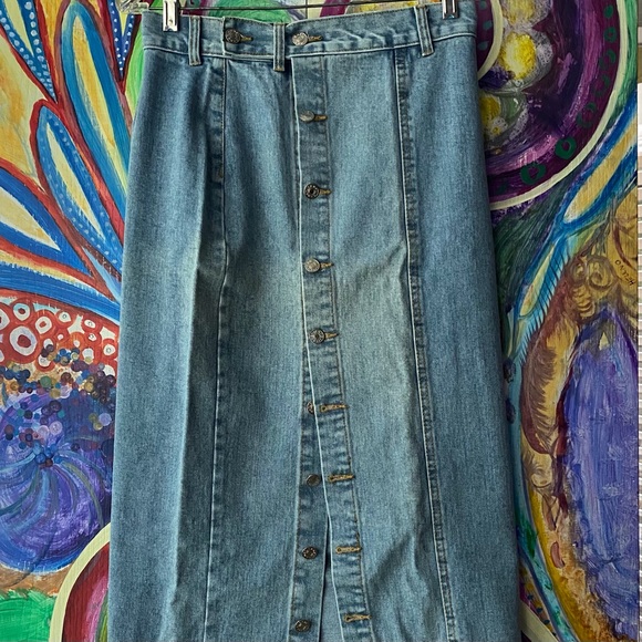 Woman’s Jean Denim Long Button Front Pencil Skirt NWT - Picture 3 of 10